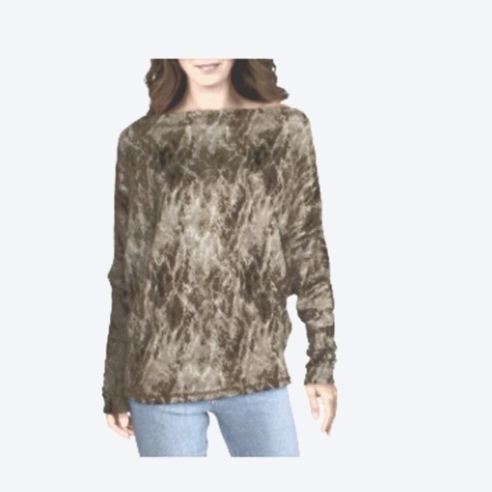 NWT Elan Snake Printed Dolman Top Sz Medium in Taupe - Picture 2 of 9